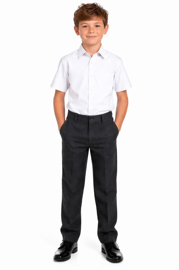 Boys White Short Sleeve School Uniform Shirt – Ages 2 to 16+ Years