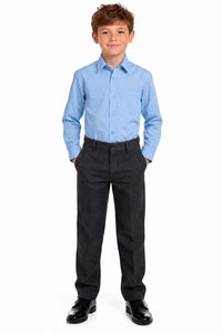 Boys Blue Long Sleeve School Uniform Shirt – Ages 2 to 16+ Years