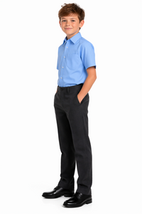 Boys Blue Short Sleeve School Uniform Shirt – Ages 2 to 16+ Years