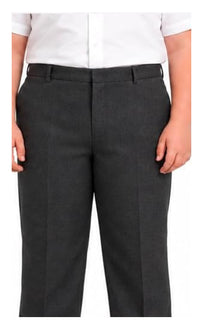 Boys Half Elastic Waist Plus Size Zip/Clip Sturdy Fit School Trousers