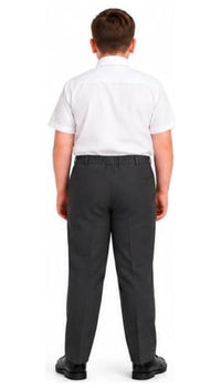 Boys Half Elastic Waist Plus Size Zip/Clip Sturdy Fit School Trousers