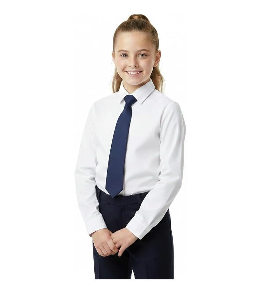 Girls White Long Sleeve School Uniform Shirt – Ages 3 to 18+ Years