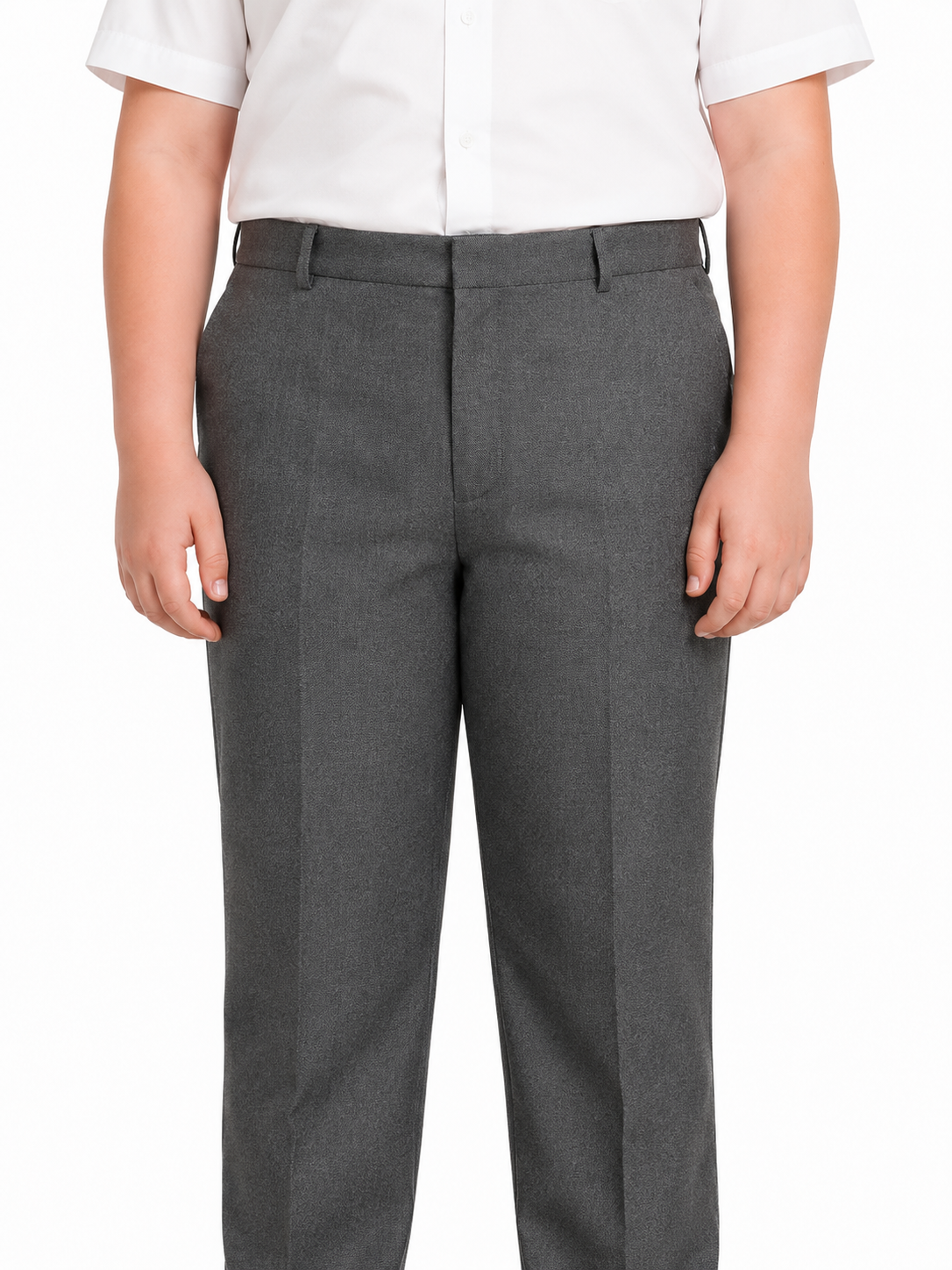 Half Elastic Waist Plus Fit Long Leg School Trouser