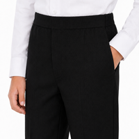 Half Elastic Waist Slim Fit Pull Up School Trouser