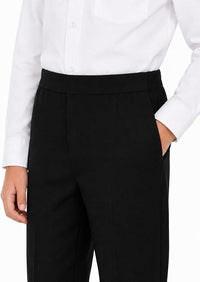 Boys Half Elastic Waist Slim Fit Pull Up School Trouser