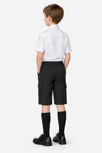 Boys Half Elastic Adjustable Waist Cargo School Shorts