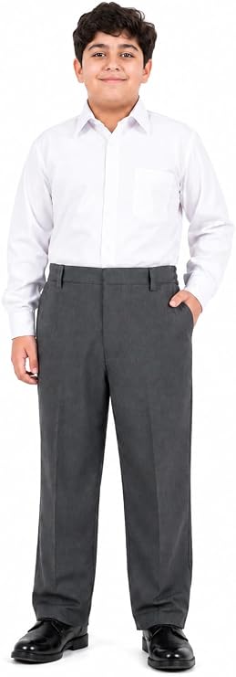 Boys Half Elastic Waist Plus Size Short Leg School Trousers | Small-7XL