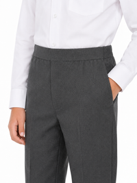 Half Elastic Waist Slim Fit Pull Up School Trouser