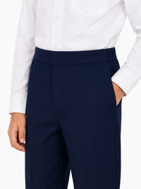 Half Elastic Waist Slim Fit Pull Up School Trouser