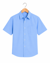 Boys Blue Short Sleeve School Uniform Shirt – Ages 2 to 16+ Years