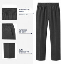 Boys Full Elasticated Waist Slim Fit Pull Up School Trousers