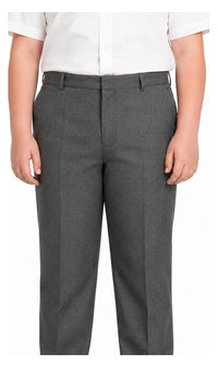 Boys Half Elastic Waist Plus Size Zip/Clip Sturdy Fit School Trousers