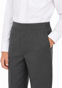 Boys Half Elastic Waist Slim Fit Pull Up School Trouser