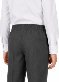 Boys Half Elastic Waist Slim Fit Pull Up School Trouser