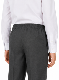 Half Elastic Waist Slim Fit Pull Up School Trouser