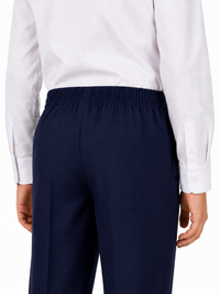 Half Elastic Waist Slim Fit Pull Up School Trouser