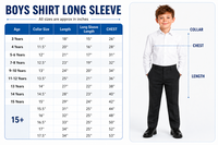 Boys White Long Sleeve School Uniform Shirt – Ages 2 to 16+ Years