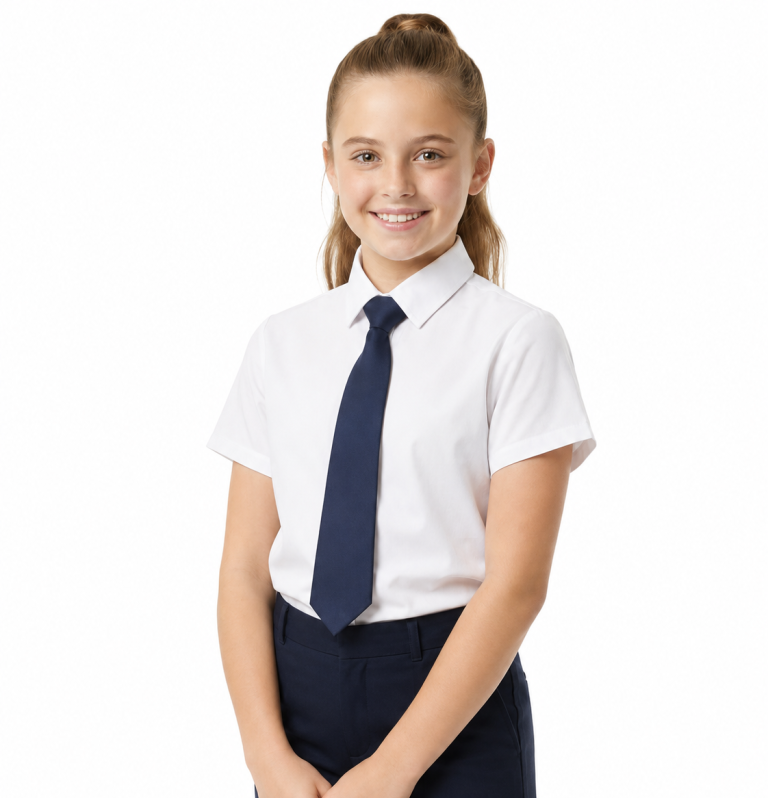 Girls White Short Sleeve School Uniform Shirt – Ages 3 to 18+ Years