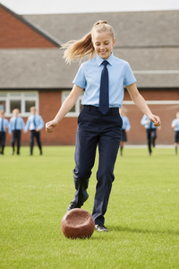 Girls Blue Short Sleeve School Uniform Shirt – Ages 3 to 18+ Years