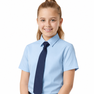 Girls Blue Short Sleeve School Uniform Shirt – Ages 3 to 18+ Years