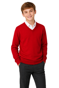BOYS/KIDS SCHOOL UNIFORM FLEECE V-NECK JUMPER – AGES 2-17 YEARS