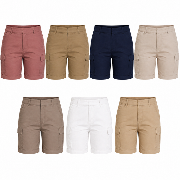 Ladies Cargo Shorts Pull On Casual Combat