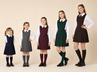 Girls' Pleated Bib Pinafore School Uniform Dress