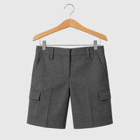 Half Elastic Adjustable Waist Regular Fit Cargo School Shorts