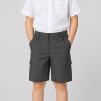 Half Elastic Adjustable Waist Regular Fit Cargo School Shorts