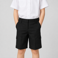Half Elastic Adjustable Waist Regular Fit Cargo School Shorts
