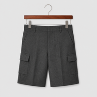 Half Elastic Adjustable Waist Regular Fit Pull Up Cargo School Shorts