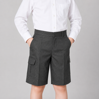 Half Elastic Adjustable Waist Regular Fit Pull Up Cargo School Shorts