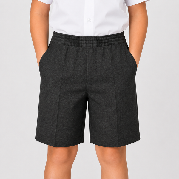 Half Elastic Waist Regular Fit Pull up School Shorts