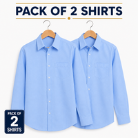 Pack of 2 Boys Blue Long Sleeve School Uniform Shirts