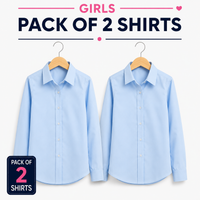 Pack of 2 Girls Blue Long Sleeve School Uniform Shirts