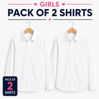Pack of 2 Girls White Long Sleeve School Uniform Shirts