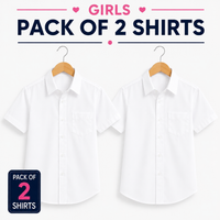 Pack of 2 Girls White Short Sleeve School Uniform Shirts