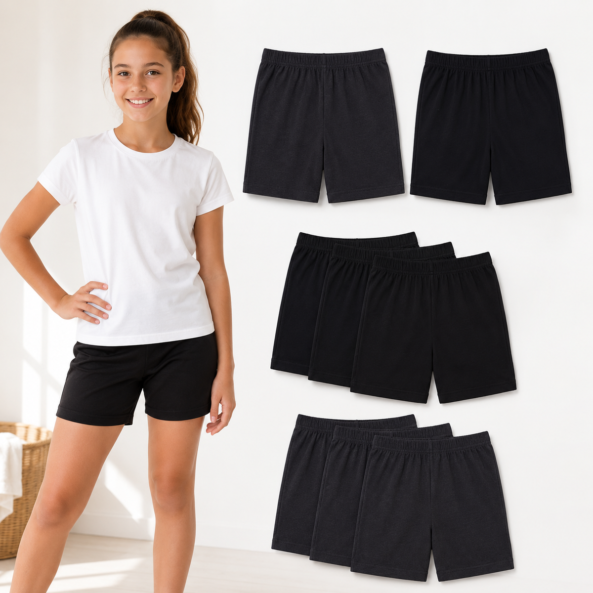 Girls Elasticated Waist Cotton Shorts
