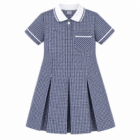 Girls School Uniform Gingham Pleated Check Summer School Dress