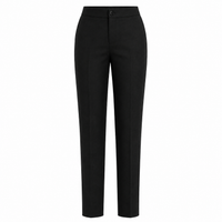 Girls Adjustable Waist School Trouser Black Grey Slim Fit