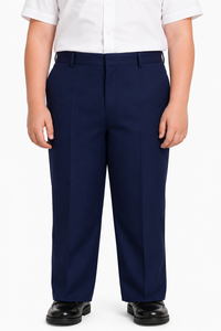 Half Elastic Waist Plus Fit Long Leg School Trouser