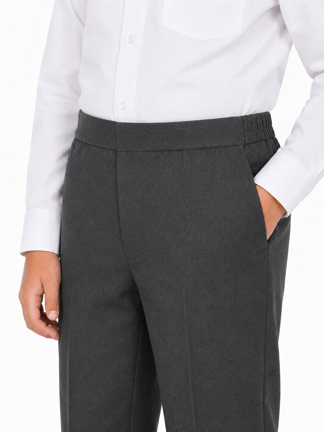 Half Elastic Waist Plus Fit Pull Up School Trouser