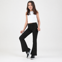Girls Trousers Pull Up Flexible Stretchy Rib