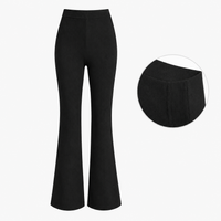 Girls Trousers Pull Up Flexible Stretchy Rib