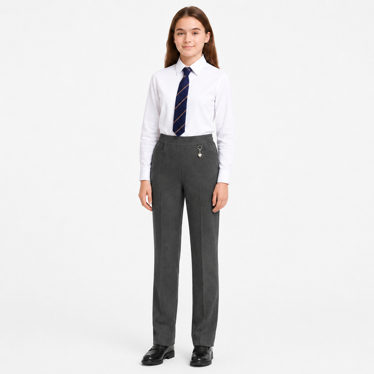 Half Elasticated Waist Slim Fit Pull Up Jersey Heart Pendant Trouser