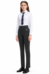 Girls Half Elasticated Waist Regular Fit Pull Up Jersey School Trouser
