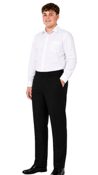Boys Half Elastic Waist Plus Size Regular Leg School Trousers | Small-7XL