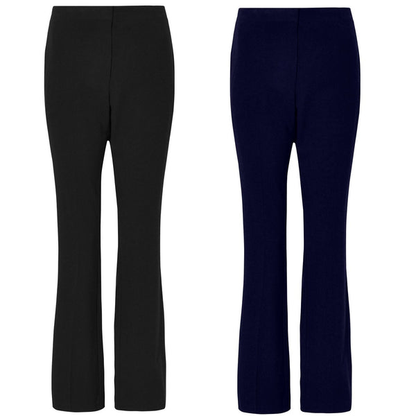 Girls Full Elasticated Waist Regular Fit Pull Up Bootleg Stretchy 3 Leg School Trouser