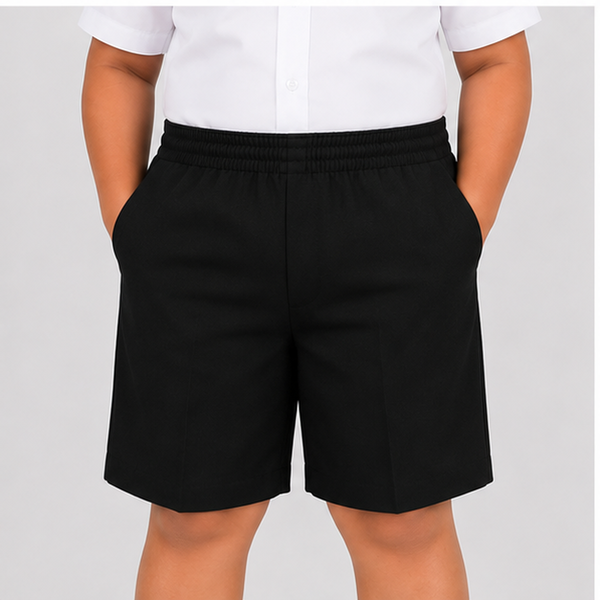 Half Elastic Waist Plus Fit Pull Up School Shorts