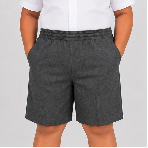 Half Elastic Waist Plus Fit Pull Up School Shorts
